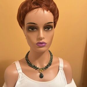 Green Beaded Statement Necklace